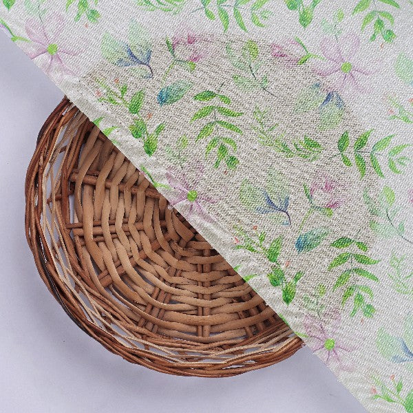 Tusser Silk Floral Printed Fabric - Image 3