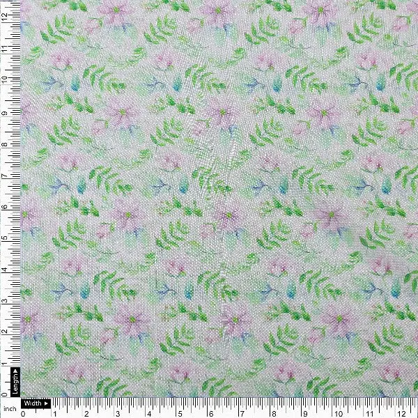 Tusser Silk Floral Printed Fabric - Image 4