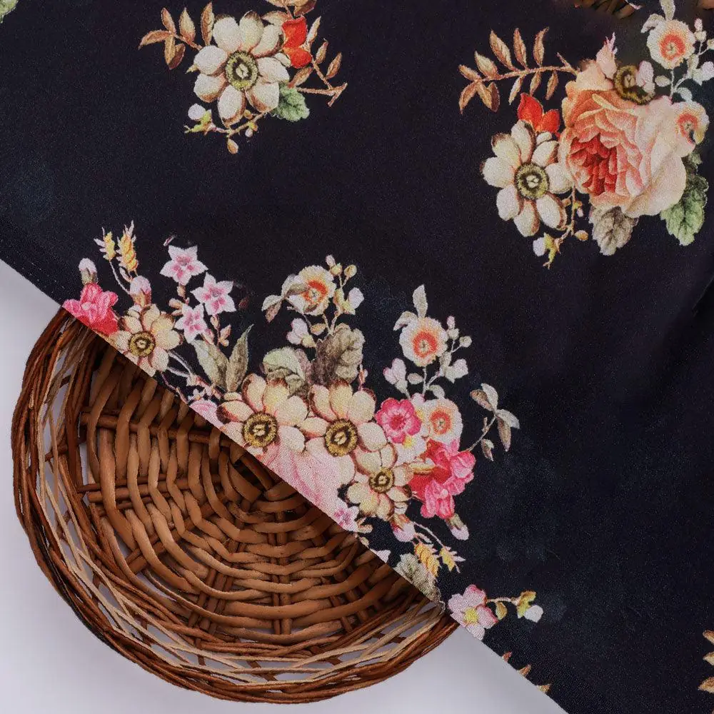 Unique Seamless Multitype Flower Digital Printed Fabric - Japan Satin - Image 2