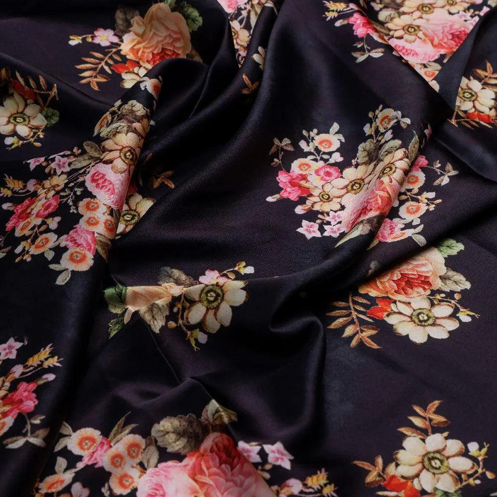 Unique Seamless Multitype Flower Digital Printed Fabric - Japan Satin - Image 3