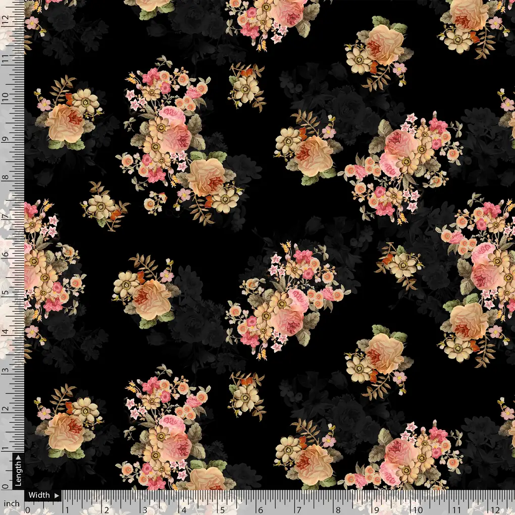 Unique Seamless Multitype Flower Digital Printed Fabric - Poly Muslin - Image 5