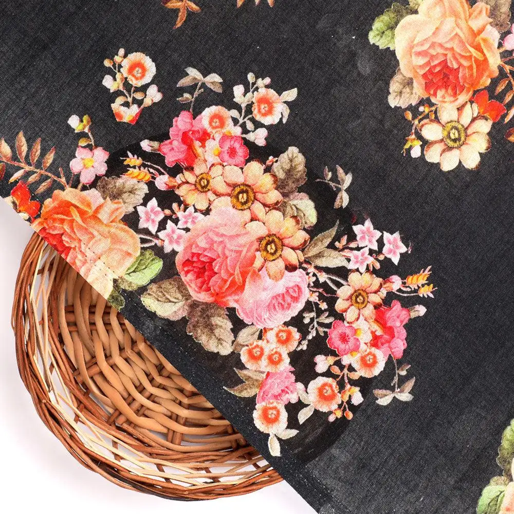 Unique Seamless Multitype Flower Digital Printed Fabric - Pure Cotton - Image 2