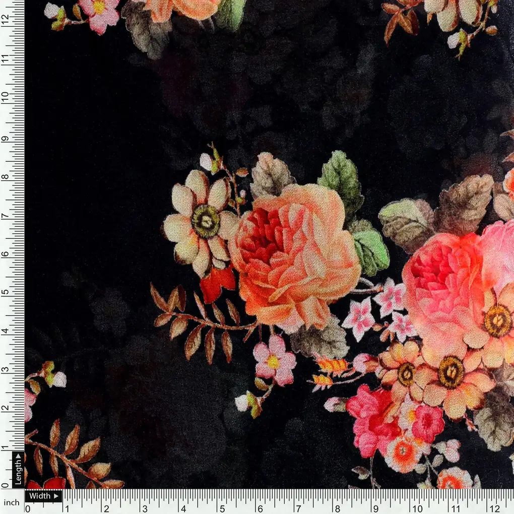 Unique Seamless Multitype Flower Digital Printed Fabric - Pure Georgette - Image 4