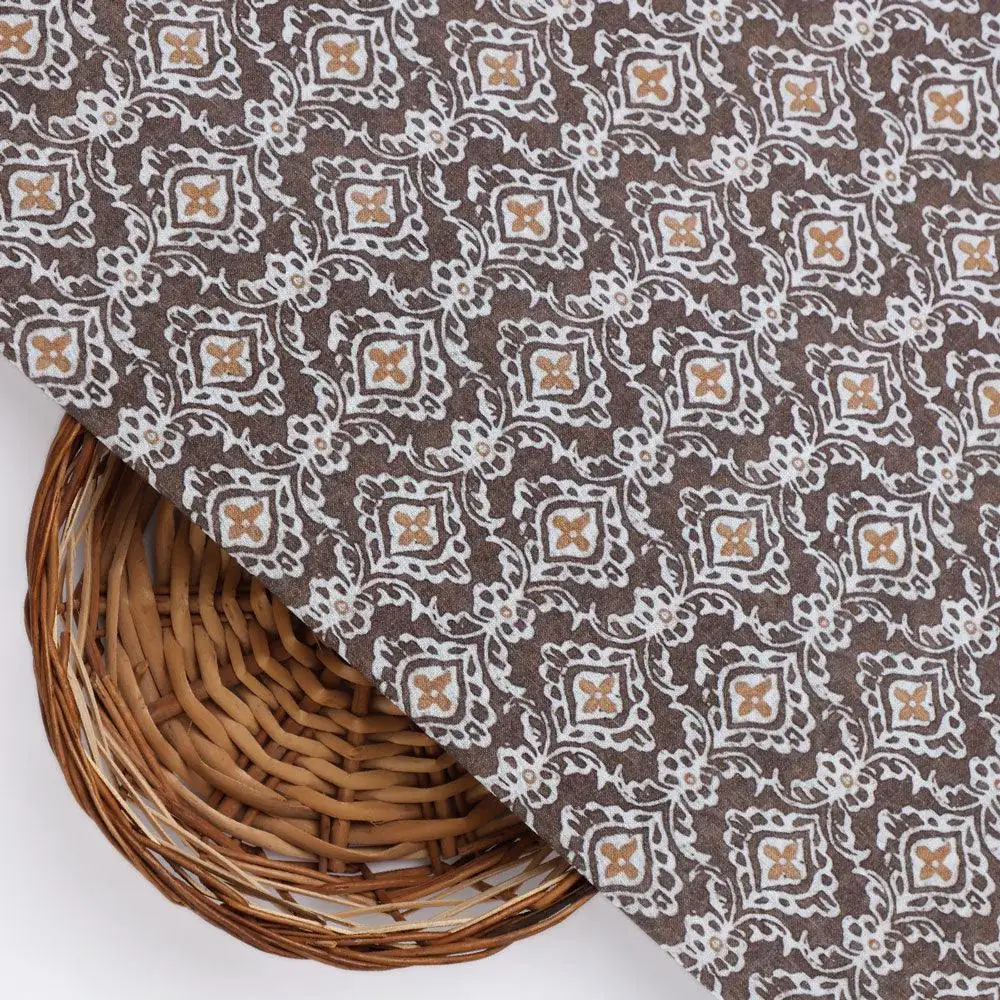 Unique Seamless Repeat With Kabul Colour Digital Printed Fabric - Cotton - Image 2