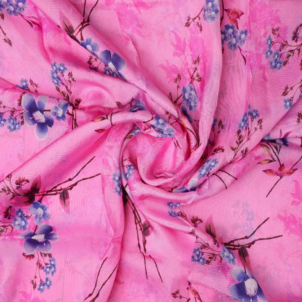 Upada Silk Digital Printed Ditsy Fabric in Pink by FAB VOGUE Studio - Image 3