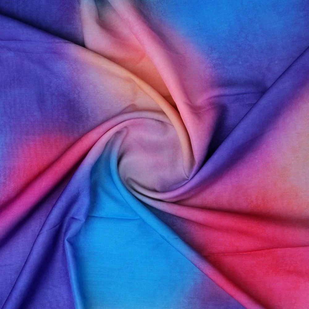 Vibrant Ombre Watercolour Digital Print Muslin Fabric - Image 3