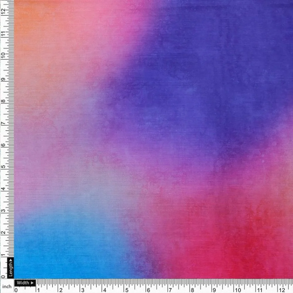 Vibrant Ombre Watercolour Digital Print Muslin Fabric - Image 4