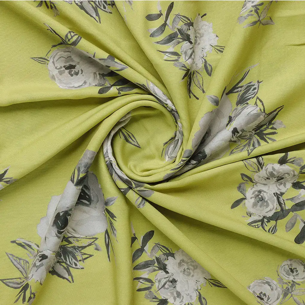 Vintage Art Of Flower Digital Printed Fabric - Rayon - Image 2