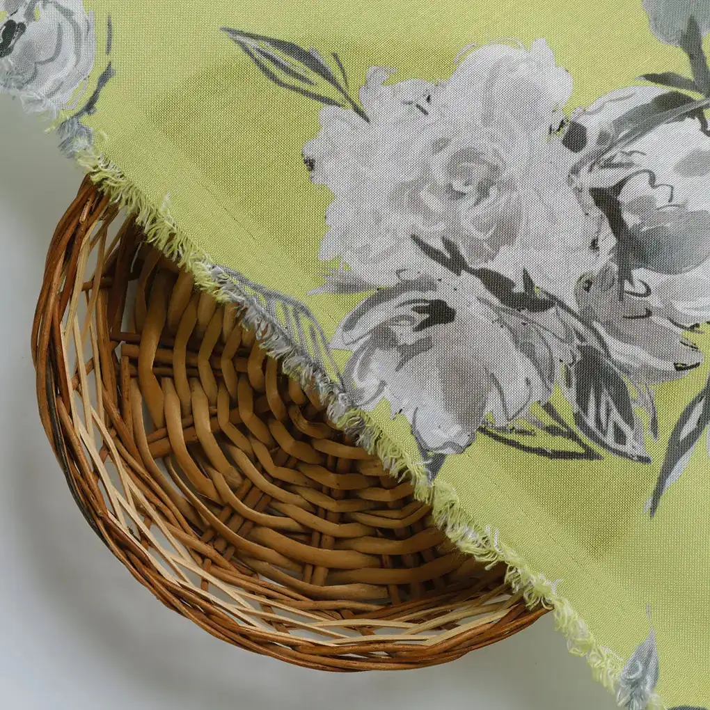 Vintage Art Of Flower Digital Printed Fabric - Rayon - Image 3