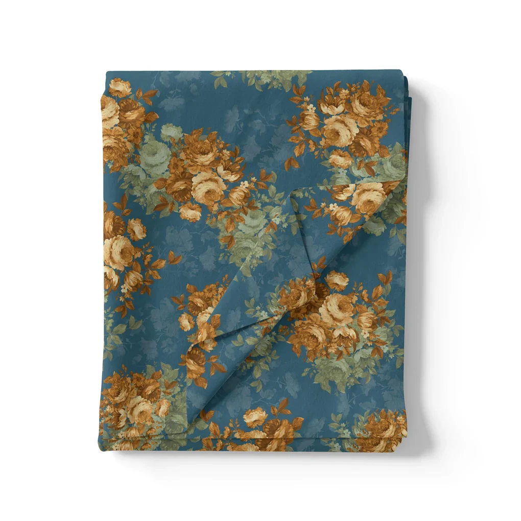 Vintage Bright Gray Background With Golden Rose Digital Printed Fabric - Weightless - Image 3
