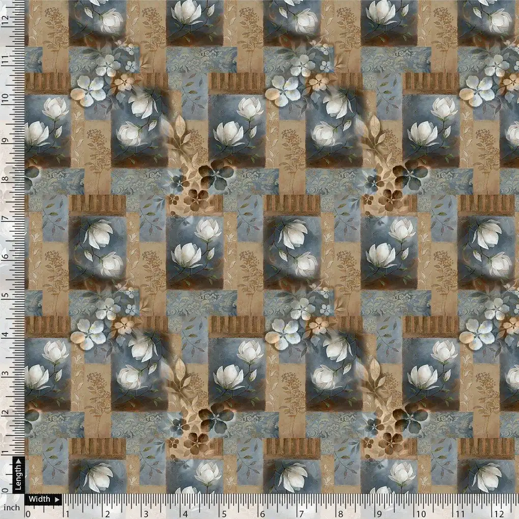 Vintage Bright White Flower With Cool Pattern Digital Printed Fabric - Image 4