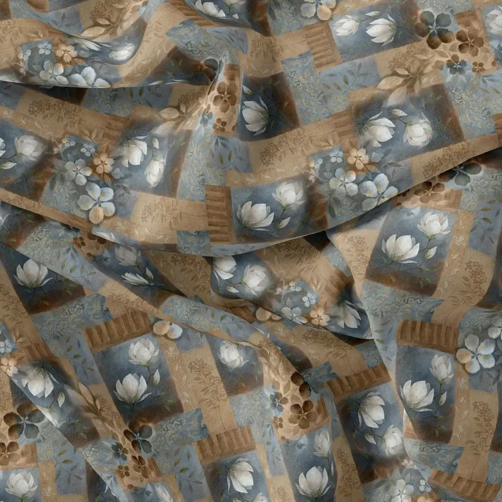 Vintage Bright White Flower With Cool Pattern Digital Printed Fabric - Pure Muslin - Image 3