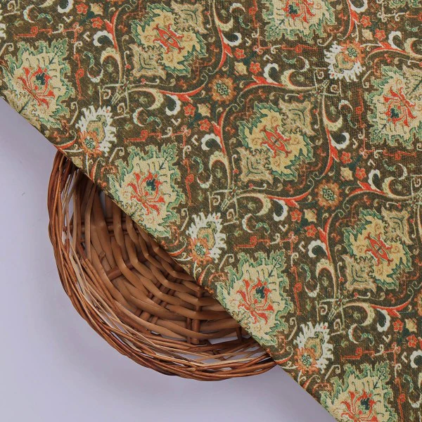 Vintage Damask & Ogee Patterned Soft Rayon Dress Fabric - Image 2