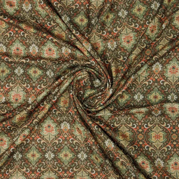 Vintage Damask & Ogee Patterned Soft Rayon Dress Fabric - Image 3