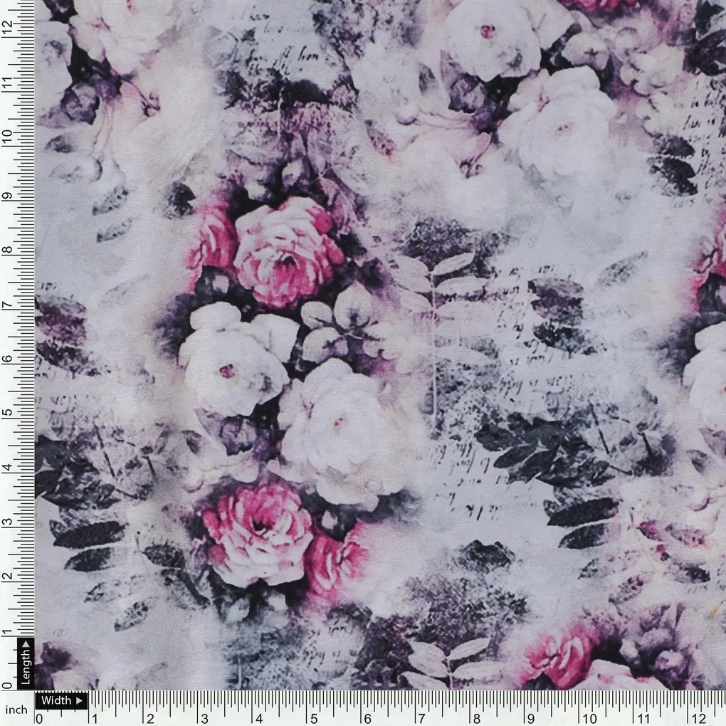 Vintage Floral Art Collection Digital Printed Fabric - Japan Satin - Image 4