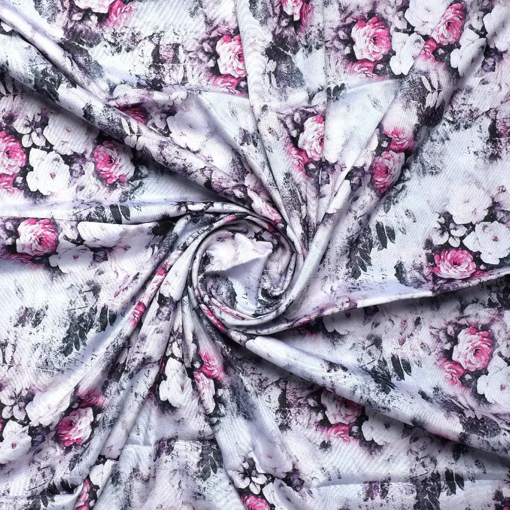 Vintage Floral Art Collection Digital Printed Fabric - Silk Crepe - Image 3