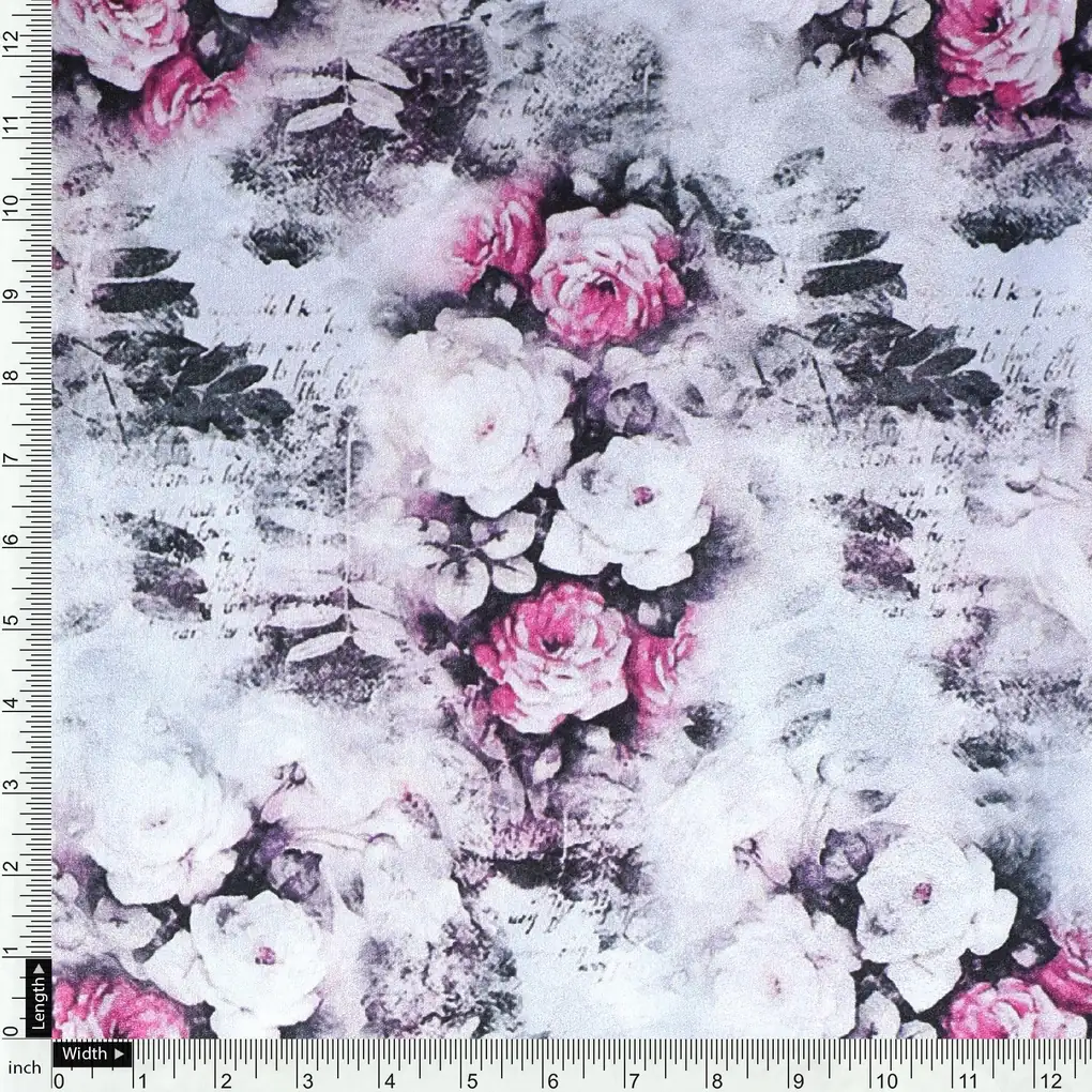 Vintage Floral Art Collection Digital Printed Fabric - Silk Crepe - Image 4