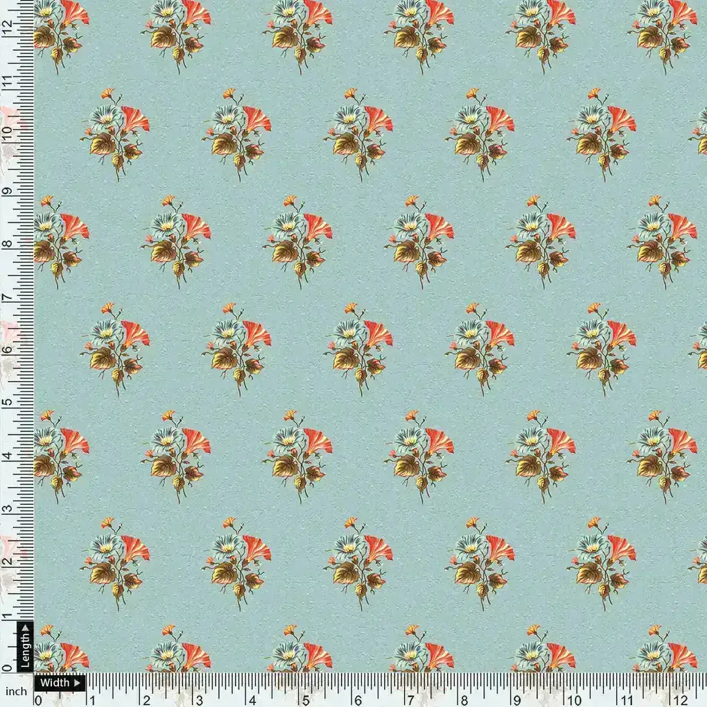 Vintage Flower Repeat Digital Printed Fabric - Japan Satin - Image 4