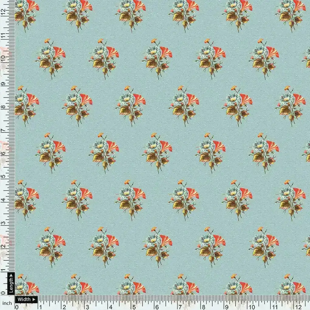 Vintage Flower Repeat Digital Printed Fabric - Kora Silk - Image 4