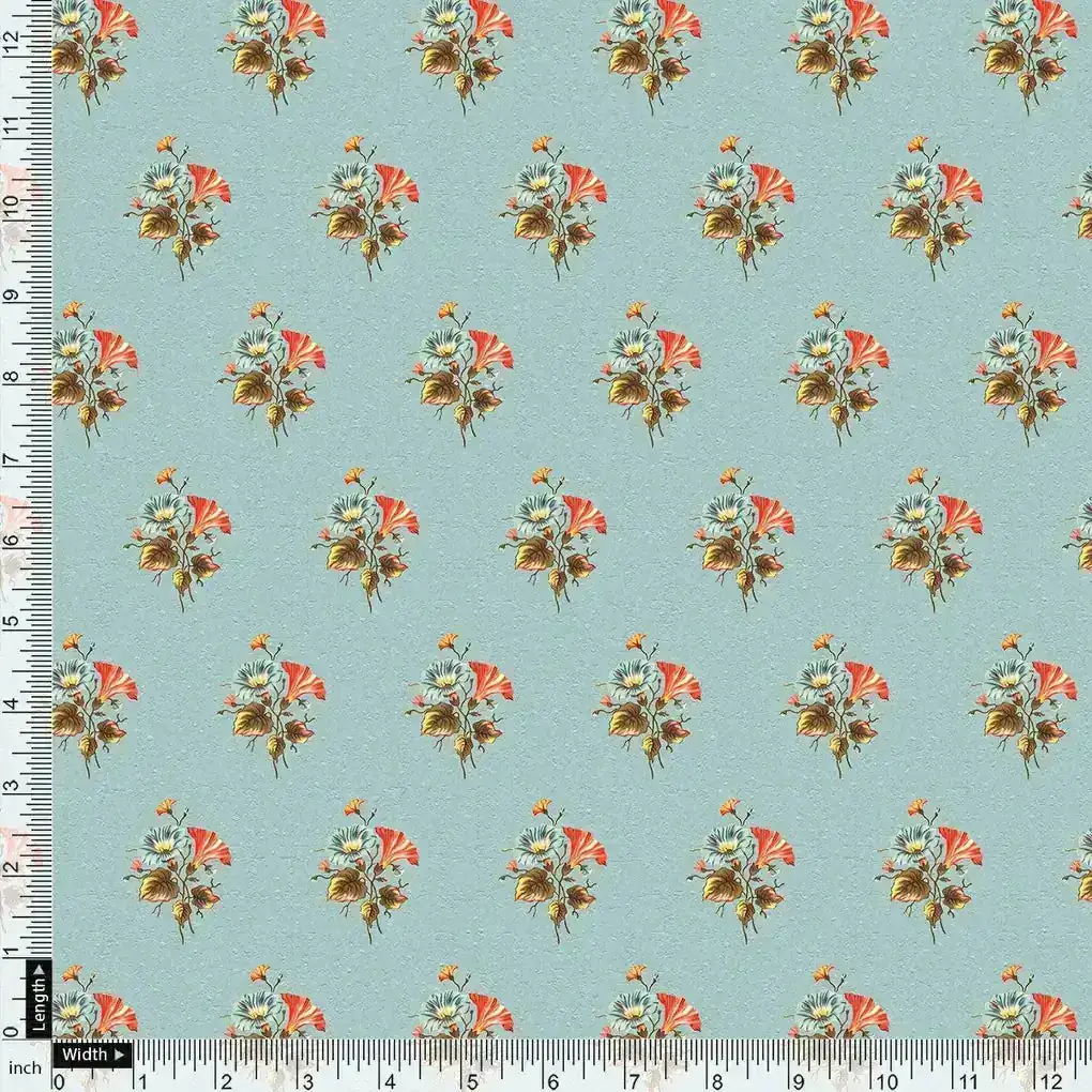 Vintage Flower Repeat Digital Printed Fabric - Muslin - Image 4