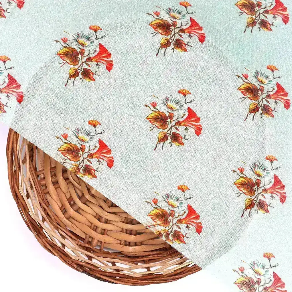 Vintage Flower Repeat Digital Printed Fabric - Pure Muslin - Image 2