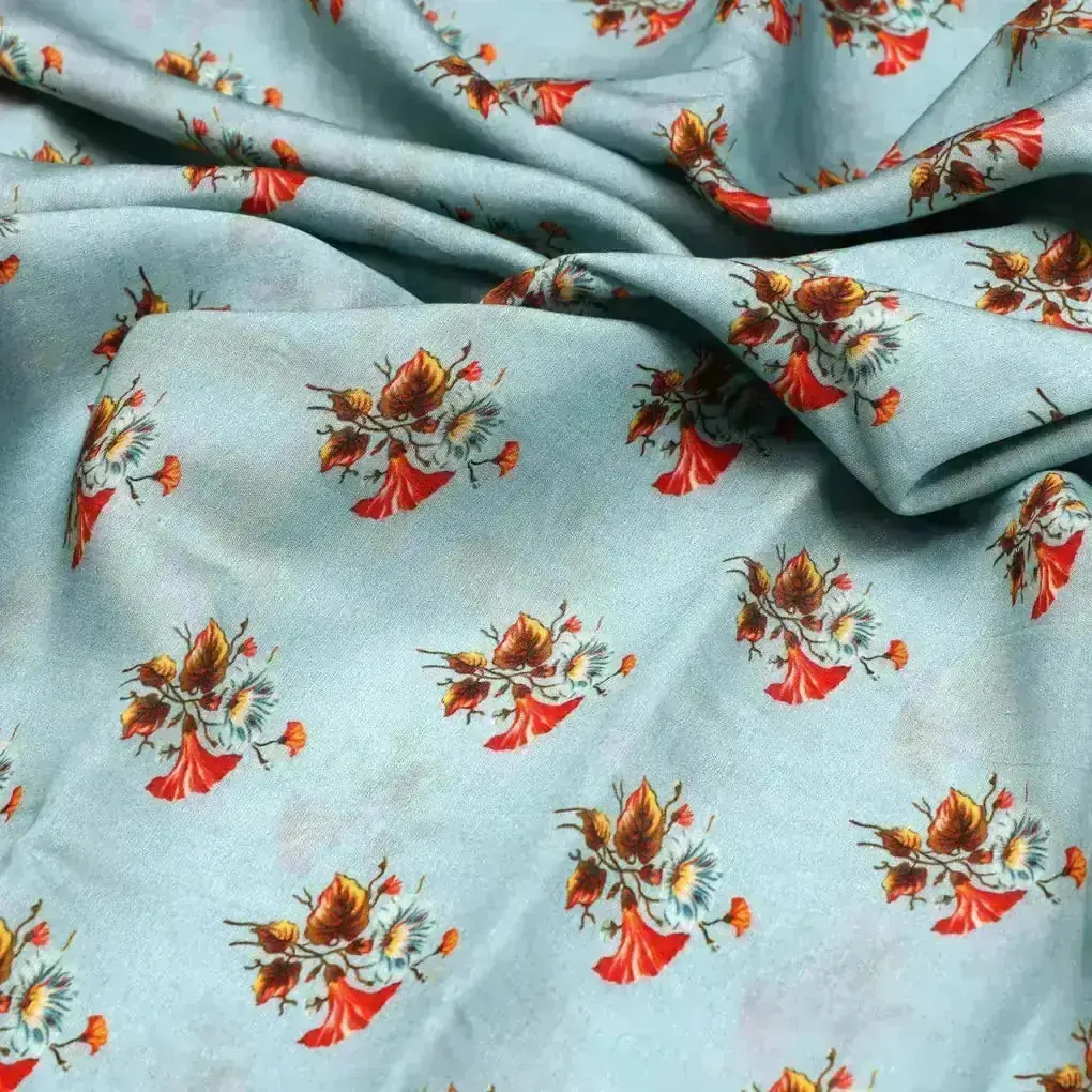 Vintage Flower Repeat Digital Printed Fabric - Pure Muslin - Image 3