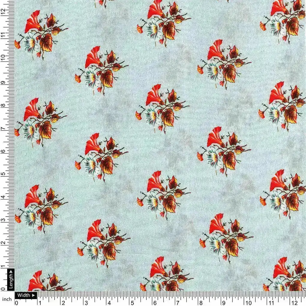 Vintage Flower Repeat Digital Printed Fabric - Pure Muslin - Image 4