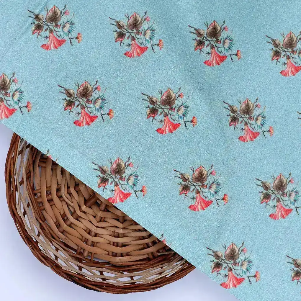 Vintage Flower Repeat Digital Printed Fabric - Crepe - Image 2
