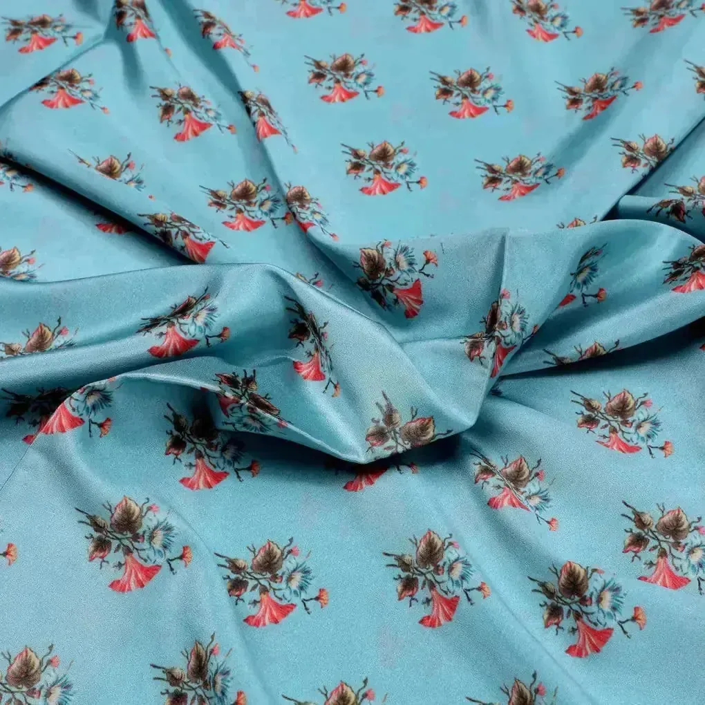 Vintage Flower Repeat Digital Printed Fabric - Crepe - Image 3