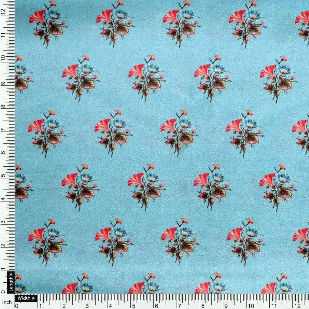 Vintage Flower Repeat Digital Printed Fabric - Crepe - Image 4