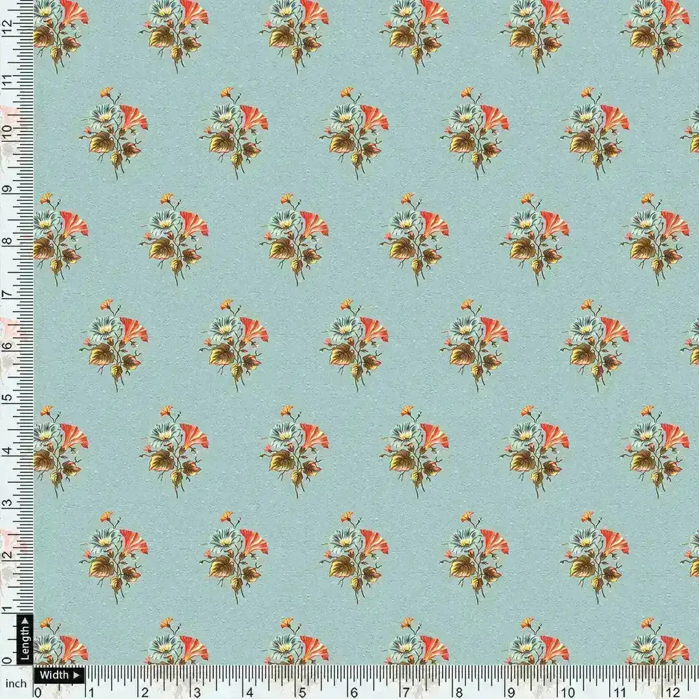 Vintage Flower Repeat Digital Printed Fabric - Upada Silk - Image 4