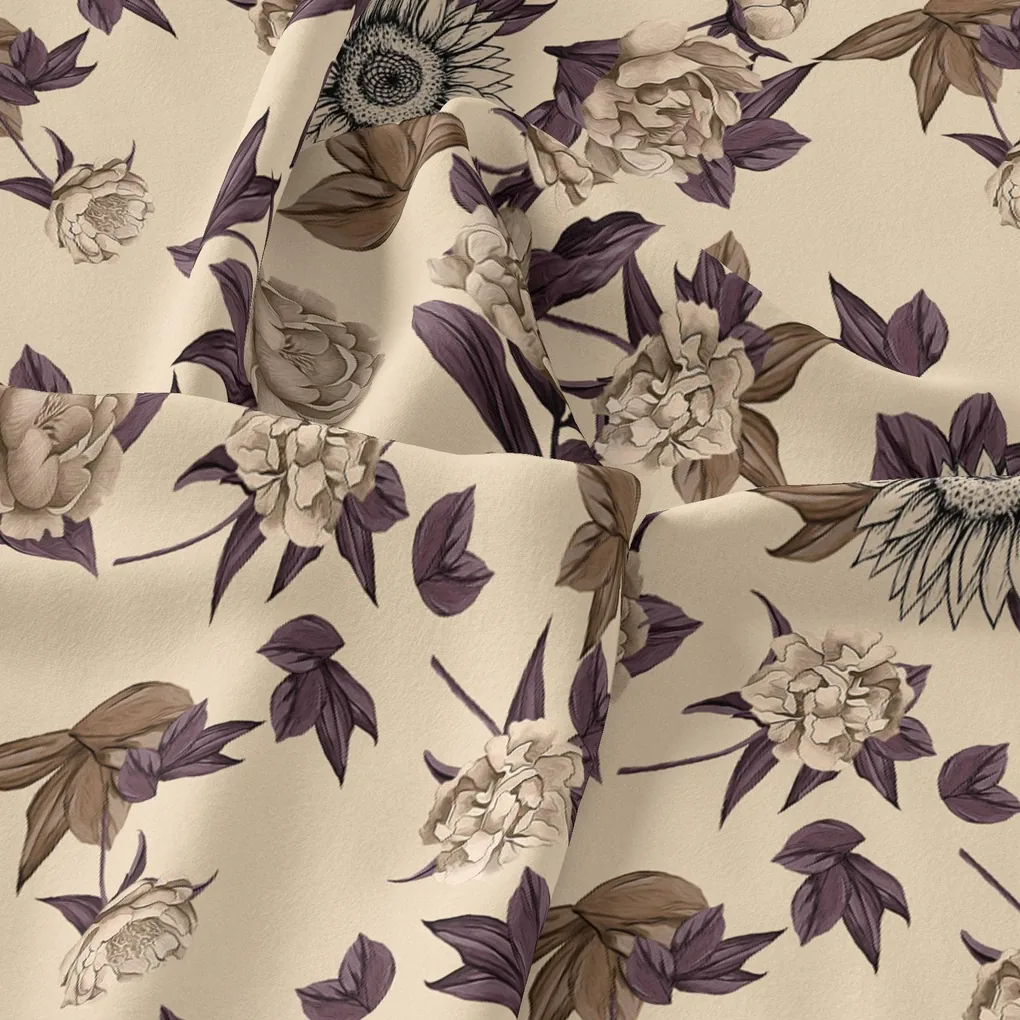 Vintage Look Flower Digital Printed Fabric - Image 3