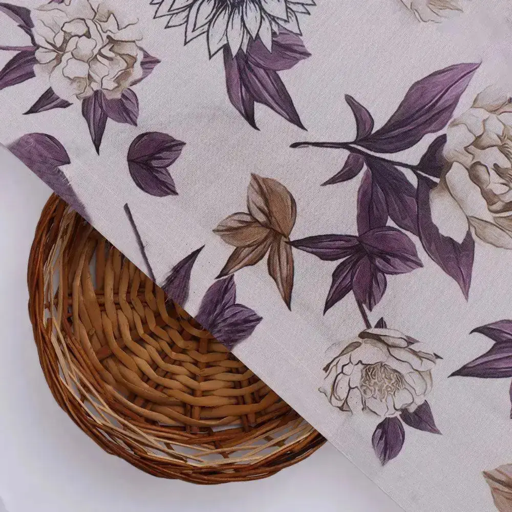 Vintage Look Flower Digital Printed Fabric - Kora Silk - Image 2