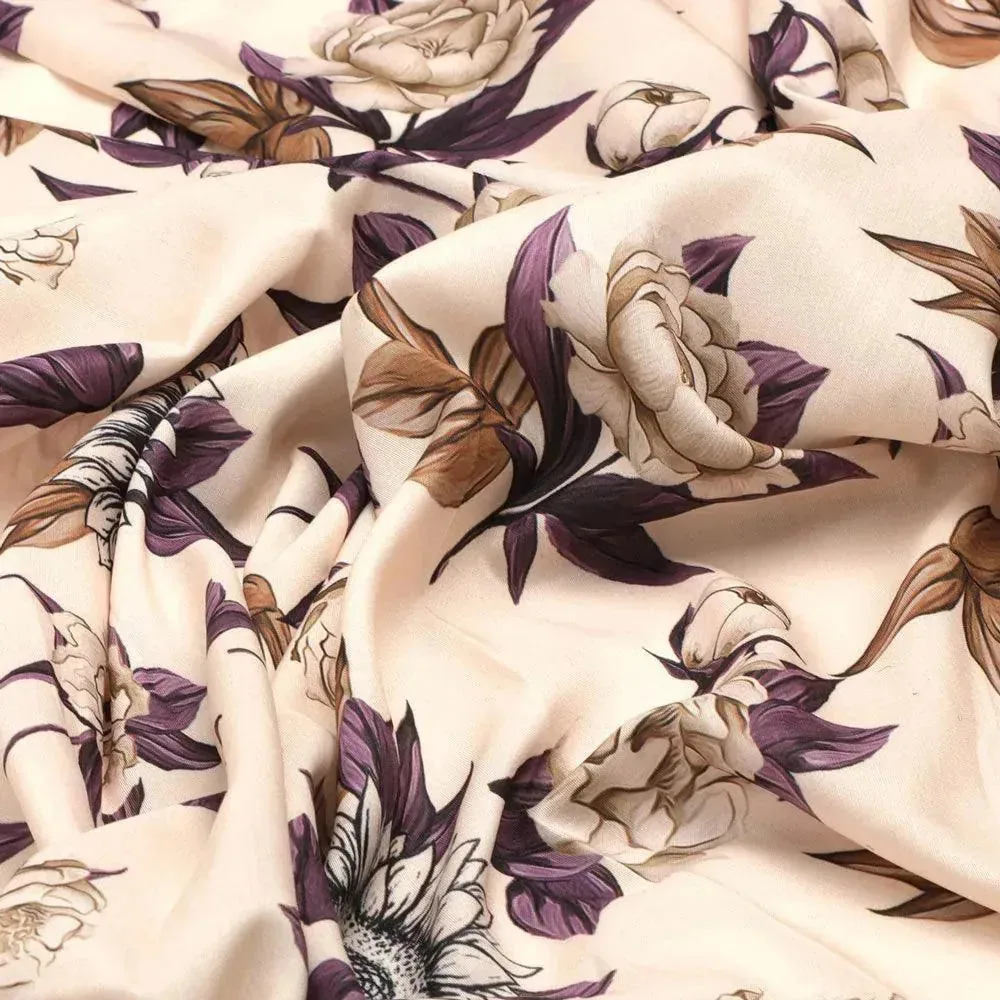 Vintage Look Flower Digital Printed Fabric - Muslin - Image 3
