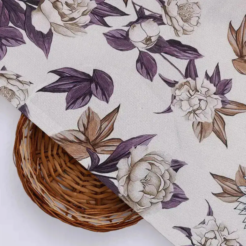 Vintage Look Flower Digital Printed Fabric - Crepe - Image 2