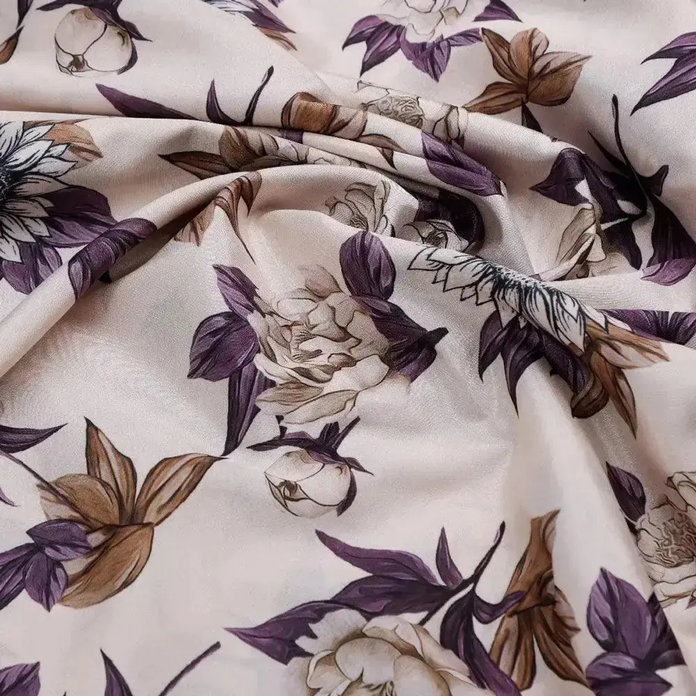 Vintage Look Flower Digital Printed Fabric - Crepe - Image 3