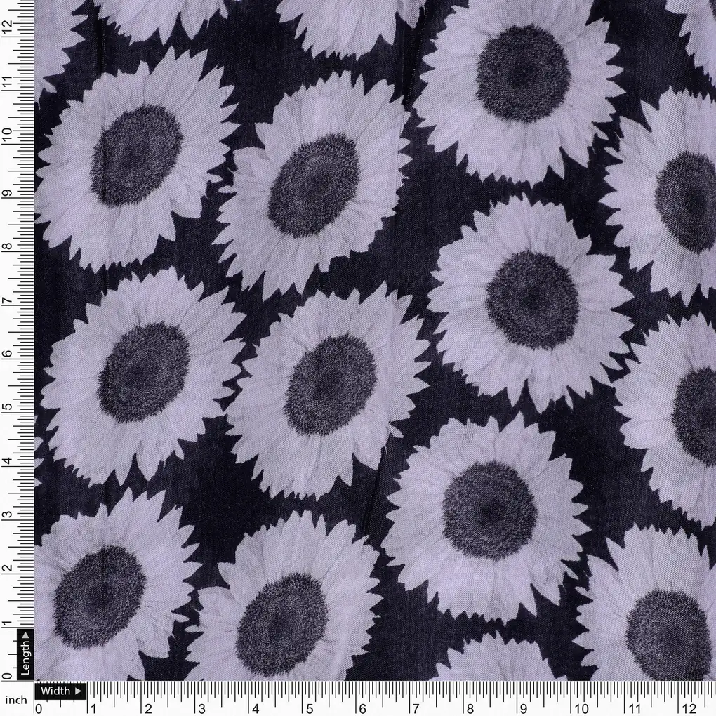 Vintage Old Sunflower Digital Printed Fabric - Pure Muslin - Image 3