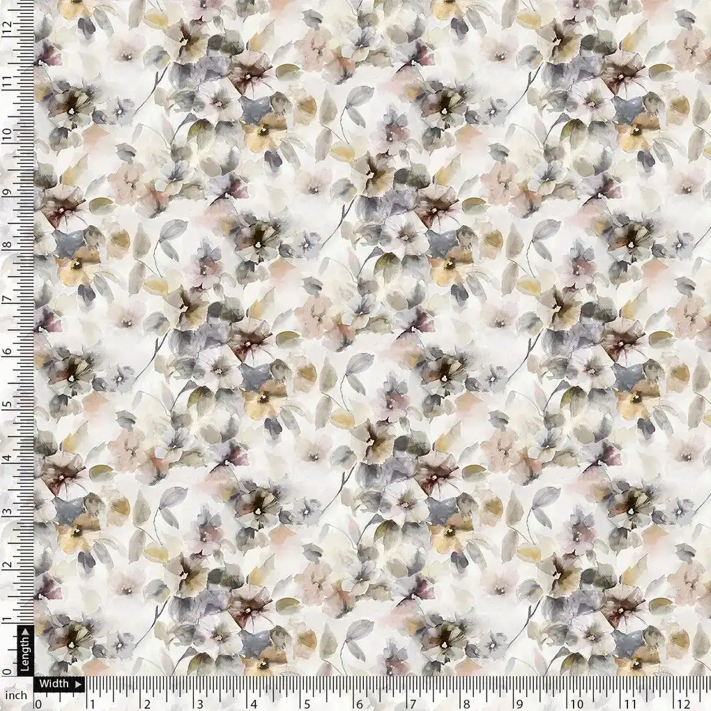 Vintage Pattern Of Chintz And Leaves Digital Printed Fabric - Japan Satin - Image 4