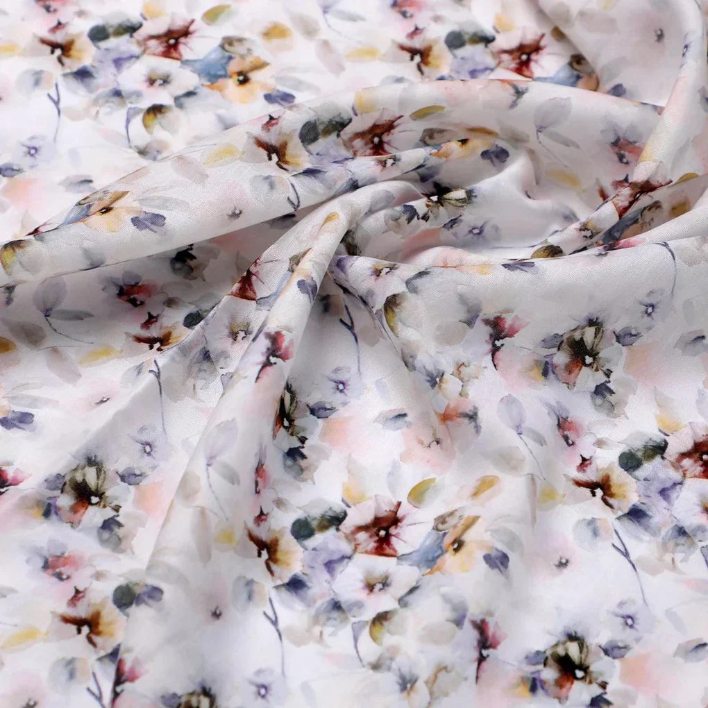 Vintage Pattern Of Chintz And Leaves Digital Printed Fabric - Kora Silk - Image 3