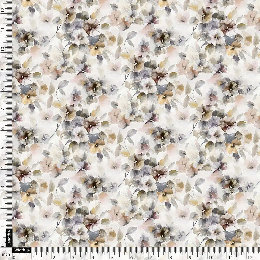 Vintage Pattern Of Chintz And Leaves Digital Printed Fabric - Silk Crepe - Image 4