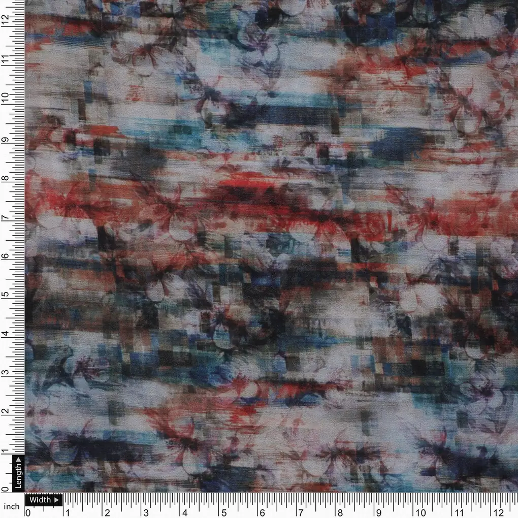 Vintage Plumeria Painted Flower Digital Printed Fabric - Weightless - Image 4