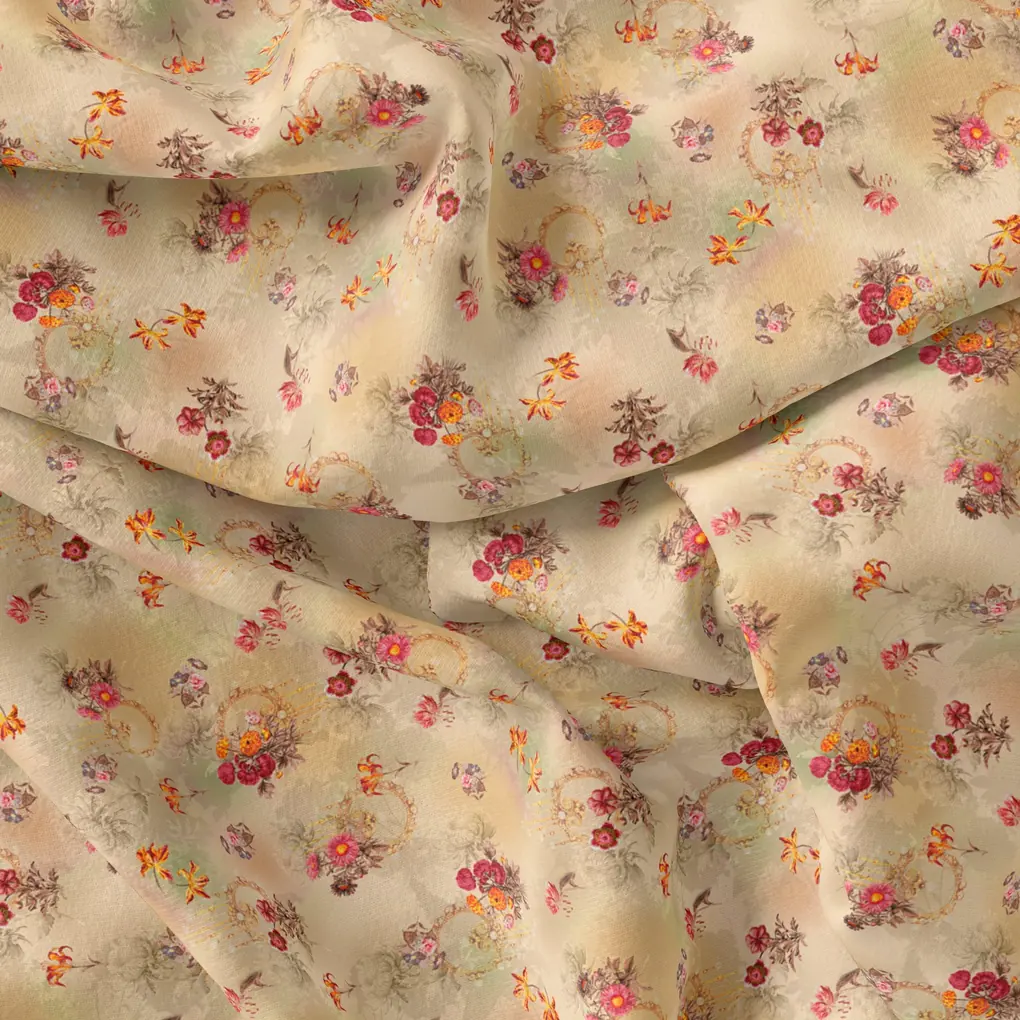 Vintage Seamles Spoted Floral Digital Printed Fabric - Cotton - Image 3