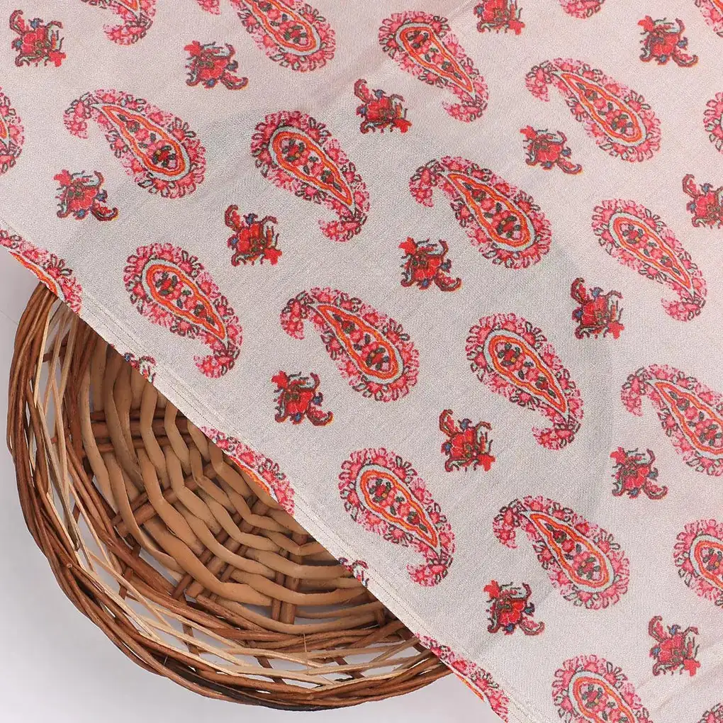 Blue Butti Pure Muslin Printed Fabric Material - Image 2
