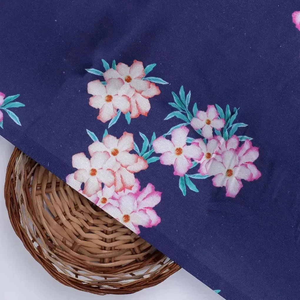 Violet Flower Bunch Digital Printed Fabric - Japan Satin - Image 2