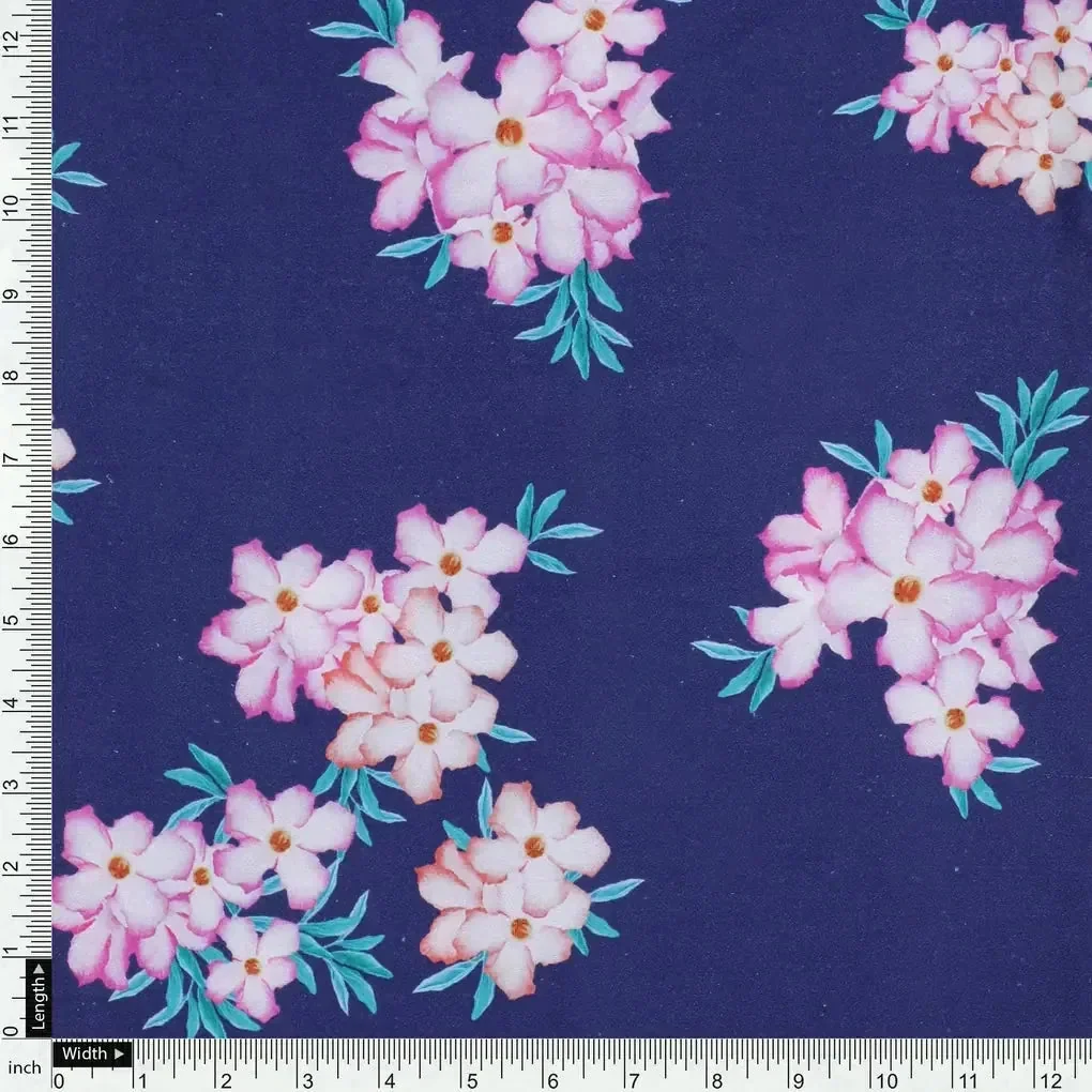 Violet Flower Bunch Digital Printed Fabric - Japan Satin - Image 4