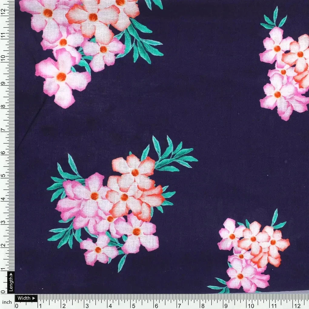 Violet Flower Bunch Digital Printed Fabric - Pure Cotton - Image 4