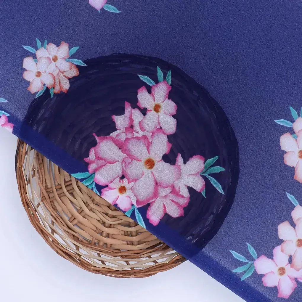 Violet Flower Bunch Digital Printed Fabric - Weightless - Image 2