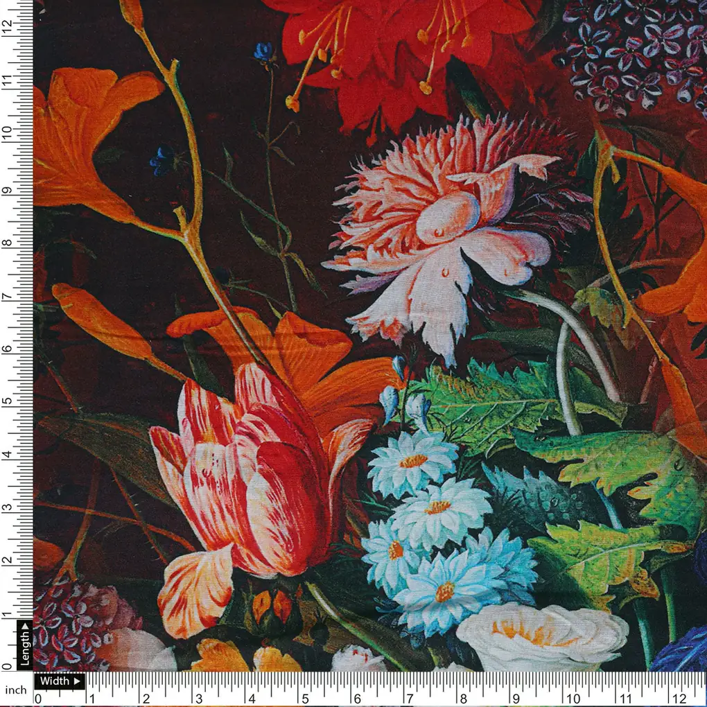 Vitage Flowers Allover Digital Printed Fabric - Pure Cotton - Image 4