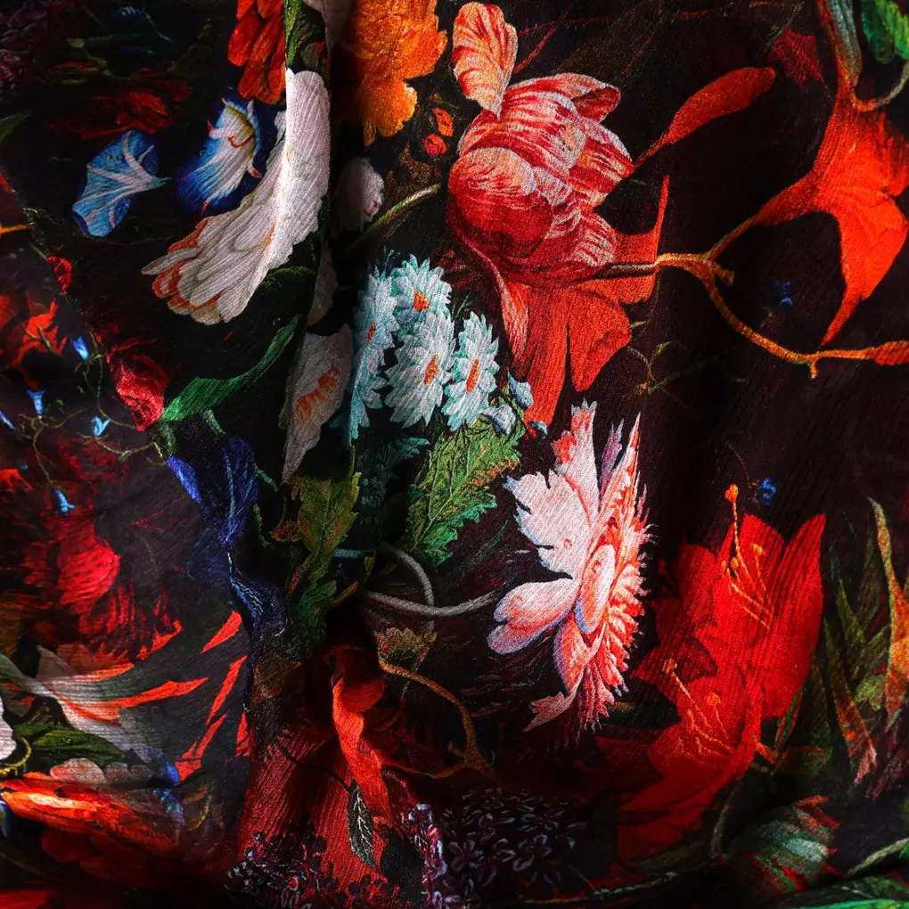 Vitage Flowers Allover Digital Printed Fabric - Pure Chinon - Image 3