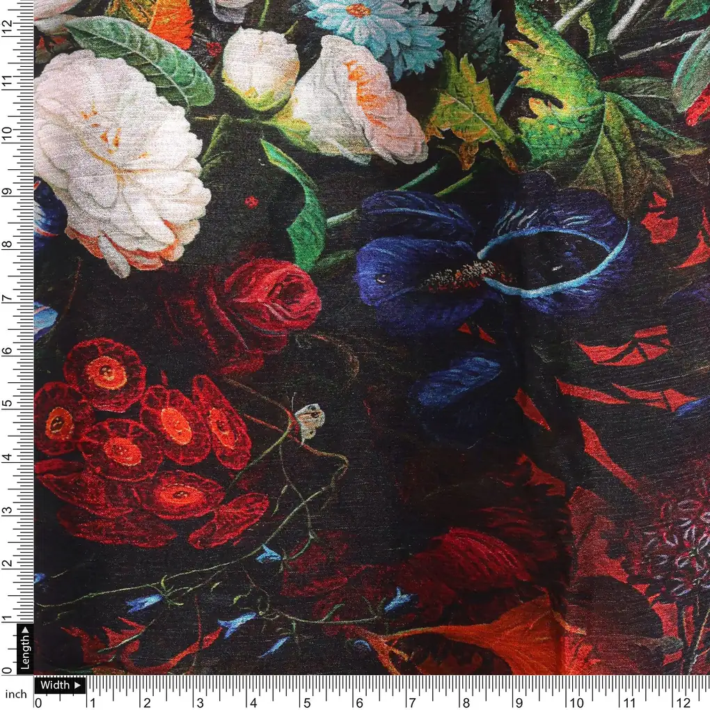 Vitage Flowers Allover Digital Printed Fabric - Pure Chinon - Image 4
